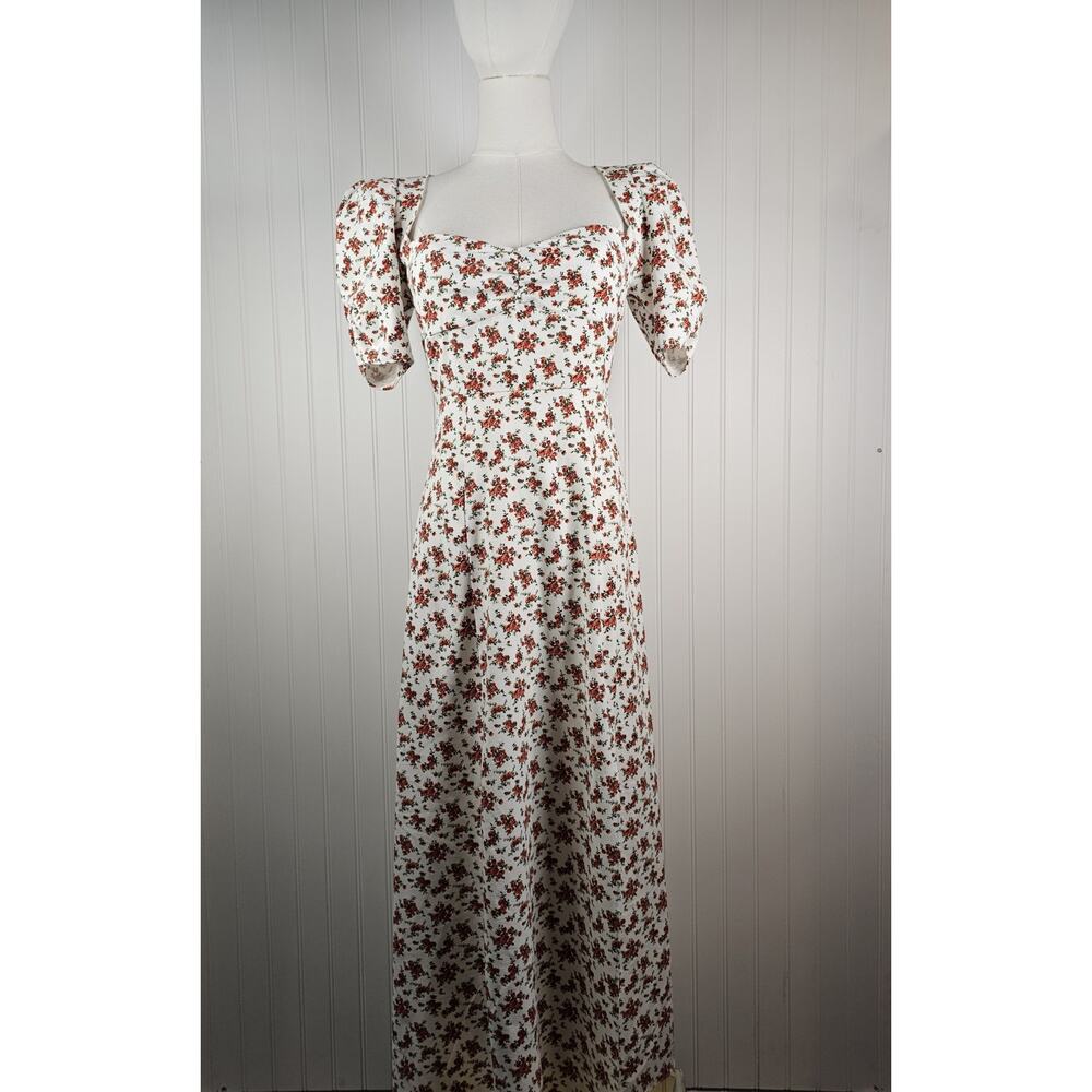 Danielle Bernstein X Macy's White Floral Sweetheart Maxi Dress Women's XS